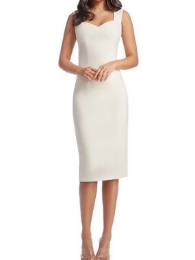 Dress the Population Elle Sweetheart Neck Sheath Midi Dress sz M White